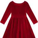 Toddler Girl Fall Winter Clothes Velvet Long Sleeve Swing Twirl Skater Dress with Hairband Baby Christmas Outfit  (4-5T, Bright Red)