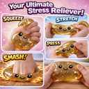Glitter Dumpling Squishy Mystery Box Squeeze Toy, Easter Squishy Dumpling Fidget Toys for Adults, Stress Relief Sensory Toy(Gold)