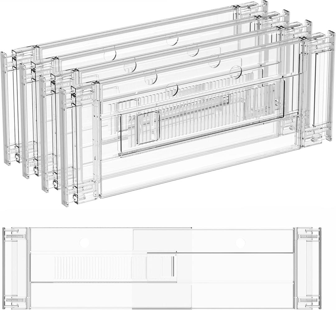 Yieach 4 Pack Clear Acrylic Drawer Divider 6 Inch High,Expandable from 14-20'',Adjustable Dresser Drawer Dividers for Baby Clothing,Underwear and Sock,Separators,Deep Drawer Separators for Kitchen