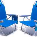 SUNNYFEEL Beach Chairs for Adults 2 Pack 5 Position Lay Flat, Portable Folding Backpack Beach Chair Heavy Duty with Cooler Bag, Cup Holder for Outdoor/Lawn/Picnic, Foldable Camping Chair