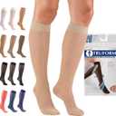 Truform Sheer Compression Stockings, 15-20 mmHg, Women's Knee High Length, 20 Denier, Nude, Medium
