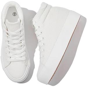 Waluzs Women's Platforms Sneakers White High Top Sneakers for Women Fashion Platform Shoes Classic Lace Up Tennis Shoes (Breathable,Comfortable) 6