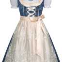 Scarlet Darkness Women Oktoberfest Dress 3 Pcs Carnival Costumes Bavarian Dirndl Dress (X-Large, Blue Gold)