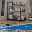 3 Tier Microwave Stand with Storage Shelves, Kitchen Countertop Organiser with Hooks, Kitchen Storage Rack, Baker's Rack, OTG Stand, Spice Organizer, Space Saving Organizer (50.5x27x73cm)