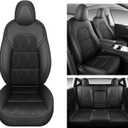 Tesla Model Y Seat Cover Full Set, Faux Leather Tesla Car Seat Cover, Perfect Suitable for Tesla Model Y 2020 2021 2022 2023 2024 2025 (Black)