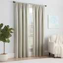 ECLIPSE Solid Thermapanel Modern Room Darkening Rod Pocket Window Curtain for Bedroom (1 Panel), 54 in x 63 in, Stone