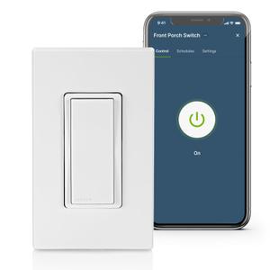 Leviton Decora Smart Switch, Wi-Fi, Works with Matter, Alexa, Google Assistant, Apple Home/Siri & Wired or Wirefree 3-Way, Neutral Wire Required, D315S-1RW, White