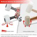 Goldblatt Rubber Mallet 16 oz. Low Recoil Rubber Hammer with Solid Head & Soft-grip Handle, Double-Faced Soft Mallets, Soft Blow Tasks, No Damage for Camping, Woodworking and Flooring | White