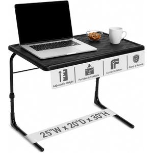Table-Mate TV Tray Table | Portable Desk Folding Dinner Tray, Couch Table Trays for Eating Snack Food, Portable Laptop Desk, Bed Trays for Eating | Adjustable TV Trays with 3 Angles and Cup Holder, 20"D x 25"W x 30"H