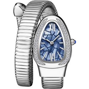 Gosasa Snake Bracelet Watches for Women, Elegant Wrap Around Bangle Wristwatch, Fashion Jewelry Style Quartz Watch, Snake Cuff Watch for Dress & Gift5.9-6.7in