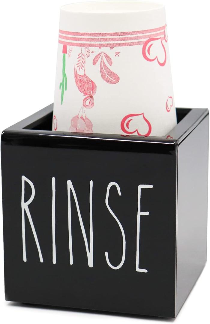 Black Acrylic Dixie Cup Dispenser, Disposable Paper Cup Dispenser Storage Holder, 3/5 oz Dixie Cup Holder, Bathroom Paper Cup Rinse Organizer, Disposable Cup Caddy, Water Dispenser Cup Holder (1 Compartment)