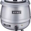SYBO SB-6000-2G Commercial Grade Soup Kettle with Hinged Lid and Detachable Stainless Steel Insert Pot for Restaurant and Big Family, 10.5 Quarts, Silver
