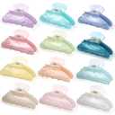 12 Pcs Large Acrylic Hair Claw Clips for Women Cute Non-slip Hold Jaw Clamps Bulk for Thick or Thin Hair French Barrettes Accessories