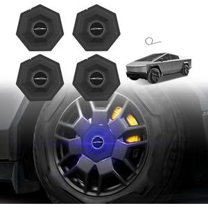 BestEvMod 4PCS Floating Auto Light Full Coverage Wheel Center Hub Caps Cover Compatible with Tesla Cybertruck 2026 2025 2024 Wheel Caps Removable Hub Center Fit All Terrain Tires ONLY (Floating)