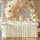 Wish Care Ivory Tulle Rectangle Tablecloth - 4 Foot Rectangle Party Wedding Table Cloths - 4ft Stretch Ruffle Tablecloths - Spandex Fitted Table Cloth - Engagement Baby Shower Baptism Decorations