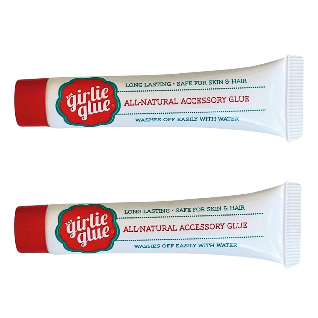 Girlie Glue, Gentle Hair, Skin Adhesive for Babies & Pets, Non-Toxic, Long Lasting, Dries Clear, Washes Off with Water. 2 Tubes.