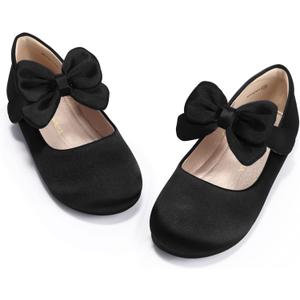 PANDANINJIA Toddler/Little Kid Girl's Angela Dress Mary Jane Ballet Flats Bow Flower Girl Wedding Party Ballerina Flat Shoes