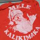 Retro Christmas Surf, Mele Kalikimaka Santa Shaka Hawaii T-Shirt, Red, L