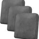 Imnopqr Couch Cushion Covers Leather-Look 3PC Stretch Sofa Seat Slipcover Sets for Living Room Individual Sofa Cushion Cover Couch Seat Protectors, Pet-Friendly, Non-Slip, Easy Fit - Grey