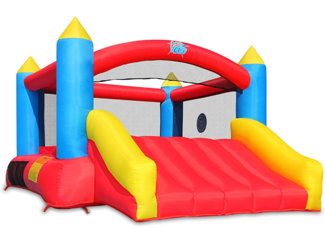 ACTION AIR [Updated Version] Bounce House, Inflatable Bouncer with Air Blower, Jumping Castle with Slide, Family Backyard Bouncy Castle, Durable Sewn with Extra Thick Material, Idea for Kids (C-9745)