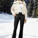COPYLEAF Fleece Lined Leggings Women Winter Flare Thermal Leggings Water Resistant Hiking Cargo Snow Pants with 4 Pockets(Black L)