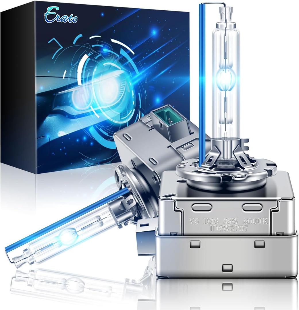 Erato D3S Xenon HID Headlight Bulbs 35W Metal Stents Base Replacement Headlight Lamps 8000K Ice Blue, Pack of 2