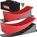 RV Leveling Blocks, Camper Trailer Leveler, 2 Packs for Travel Trailer Motorhome, Include 2 Curved Leveler Ramp, 2 Chock, 2 Rubber Mat, 1 T Bubble Level, 1 Carry Bag (L (15.7*6*4.3 inches))