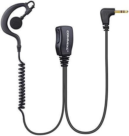 COMMIXC 2-Pack Walkie Talkie Earpiece with Mic, 2.5mm 1-Pin G-Shape Walkie Talkie Headset with PTT, ONLY Compatible with Motorola Talkabout Two-Way Radios