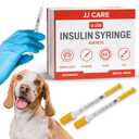JJ CARE Insulin Syringe for Pets (Pack of 100) 31g 3/10cc 1/2, U-100 Pet; Accurate Dosing Pet Syringes with Needle, Half Unit Markings Syringes for Cats and Dogs