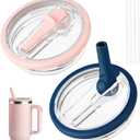 Tumbler Flip Straw Lid Replacement, Fit for 40 oz Stanley Quencher, Spill Proof Tumbler Cover for Stanley Cup, Not Fit for Hydrojug Tumbler (pink blue)