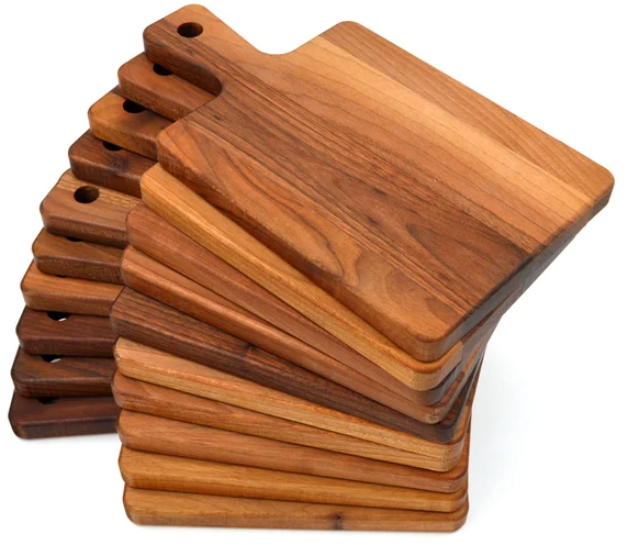 Zubebe 10 Pcs Cutting Board Bulk 11 x 5 Inch with the Handle Wood Chopping Board Blank Small Laser Engraving Serving Board Mini Charcuterie Boards for Wedding Housewarming Gift(Brown)