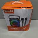 Karaoke Machine, Portable Bluetooth Speaker with 2 Wireless Microphones for Adults & Kids with Lights, Karaoke Microphone with PA System Supports USB/TF/REC/FM/AUX for Home Party Home System Packages (Black)