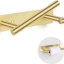 Brushed Gold Toilet Paper Holder, Adhesive or Screw Toilet Roll Holder Wall Mount, SUS304 Stainless Steel Double Post Pivoting Toilet Roll Holder for Bathroom, Kitchen, Washroom