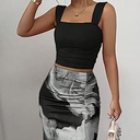 GORGLITTER Women's 1 Piece  Sleeveless Tank Top Summer Rave 1 Piece Outfits 2025 Black Small