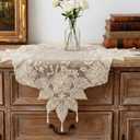 HunnmingRe 6 Pcs 15.7'' x 15.7'' Lace Doilies for Tables Handmade Embroidery Beaded Placemats Vintage Crochet Lace Doily Mat for Coffee Table, Furniture Flower Pot Nightstand Study Living Room Wedding