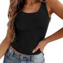Zeagoo Women's Double Lined Square Neck Tank Top Sleeveless Basic Crop Tops Trendy Y2K Going Out Tops (X-Small)