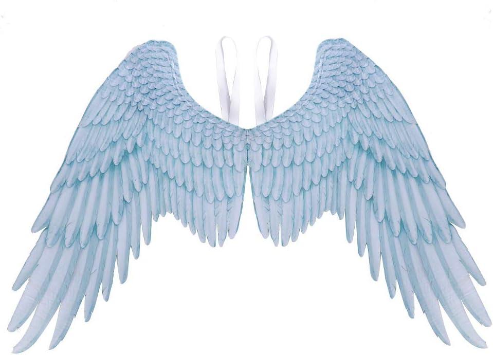 Himine Non-Woven Fabric Festive Party Angel Wings Suitable for Men and Women Decorative Wings (White+Blue)