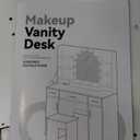 Decofy 43'' White Vanity with 11 LED Lights & Mirrow, Makeup Vanity Table with Power Outlets, Chair & Hair Dryer Holder, Dressing Table with Drawers & Cabinet, 55.1 inches x 15.7 inches x 43.29 inches