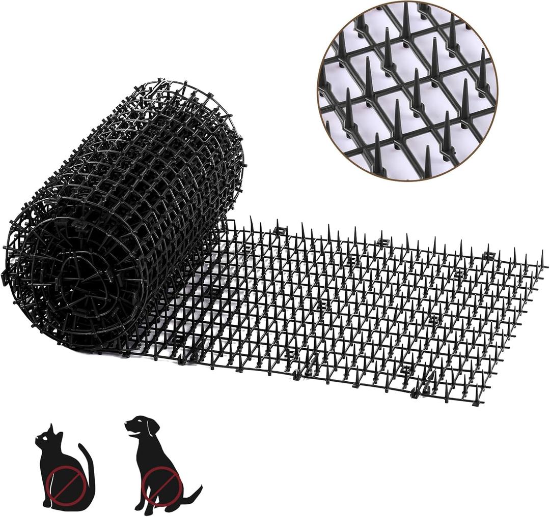 Bynccea Cat Scat Mat with Spikes, Cat Repellent Mat Anti Cat Prickle Strips Network Digging Stopper Outdoor PP Plastic Cat Spike MatBlack/Coffee (Black 6.5ft(200cm*33cm)