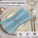 Ruvanti Cloth Napkins Set of 12, 18x18 Inch Napkin Cloth Washable, Soft & Durable, Poly Cotton Dinner Napkins for Parties, Thanksgiving & Weddings - Baby Blue