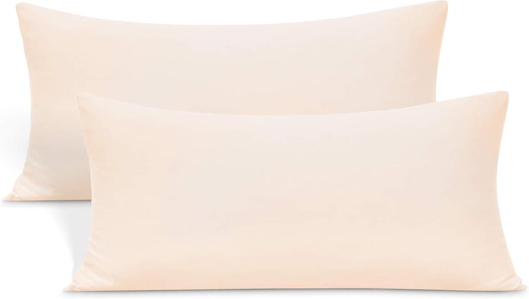 2-Pack Stretch Pillow Cases - Jersey Knit & Ultra Soft Envelope Closure Pillowcases T-Shirt Like Microfiber Blend - Suitable for 20x36/20x40 King Size Set of 2, Pink