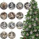 12 Pcs 3 Inch Christmas Nativity Scene Ornaments White 3D Embossed Look Ornament Santa Claus Snowman Gingerbread Tree Acrylic Double Sided Hanging Decor for Xmas Tree Gift(Vintage Design)