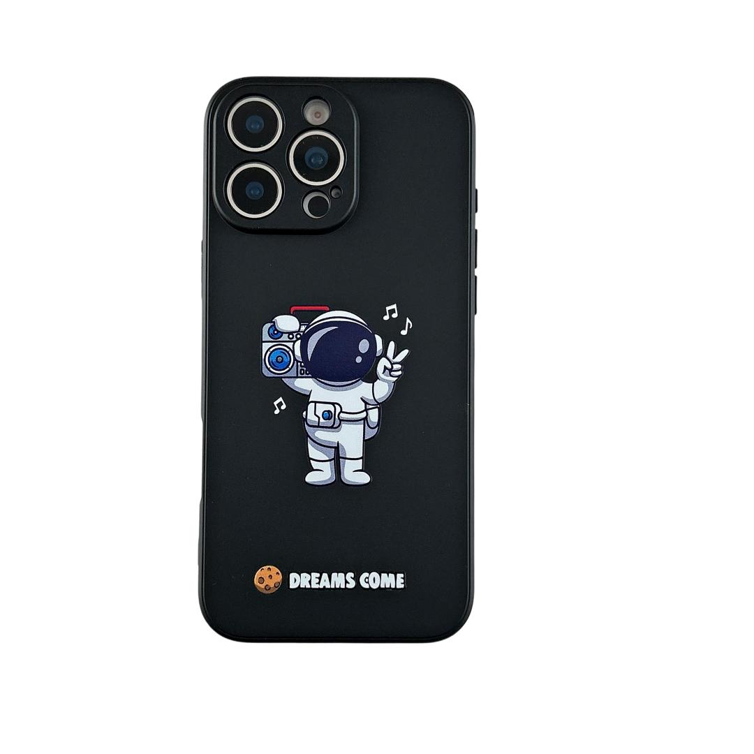 2 x Yonds Queen for iPhone 14 Pro Max Cute Case, Cool Cartoon Astronaut Space Planet Rocket Design Stylish Bumper Cover Protective Anti-Slip Shockproof Case(iPhone 14 Pro Max, Earphone Music)