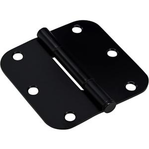 Hardware Essentials by Hillman Squeak-Proof 3-1/ 2in 5/ 8in Radius Matte Black Door Hinge, 3-1/ 2in (Pack of 3)