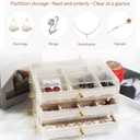 Jewelry Box For women, 3 Layer Large Jewelry Organizer With Acrylic, Multi-Function Storage Box, Accessory Holder With 3 Drawers, For Earrings Necklace Ring Bracelet
