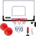 Basketball Hoop Indoor for Kids & Adults, 26 x 17in Wall Mount or Over the Door Basketball Hoop, Complete Set with 2 Basket Balls & Pump, Easy to Install for Room, Office, or Classroom