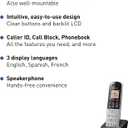 Panasonic Compact Cordless Phone with DECT 6.0, 1.6" Amber LCD and Illuminated HS Keypad, Call Block, Caller ID, Multiple Display Languages - 2 Handset - KX-TGB812S (Black/Silver)