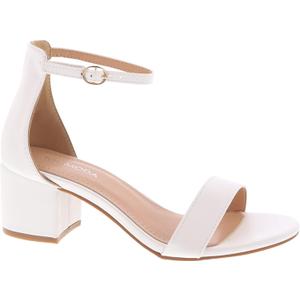 TOP Moda Darcie-1 Ankle Strap Dressy High Heel Sandal, Non-slip Sole, For Wedding, Party, Prom, Evening Wear, or Any Occasion, Sleek Style Block Heel Sandals (8 Wide, White Pu)