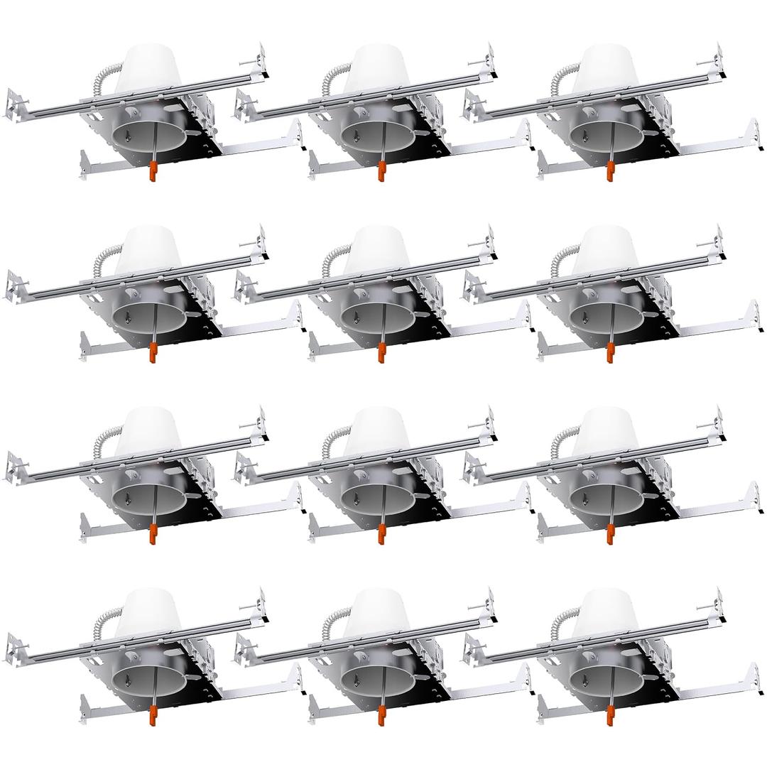 Sunco 12 Pack 4 Inch Can Lights Housing New Construction, Recessed Can Housing for Ceiling, Hard Wired, TP24 Connector, 120-277V, Air Tight Steel, IC Rated, Easy Install UL