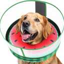 Inflatable Dog Cone with Anti-Licking Clear Shield, Protective Dog Donut Collar After Surgery, Adjustable Soft Recovery Cone for Pets, Alternative Collar with Buckle Strap (Watermelon, XL) (XL (Neck: 18"-23"))